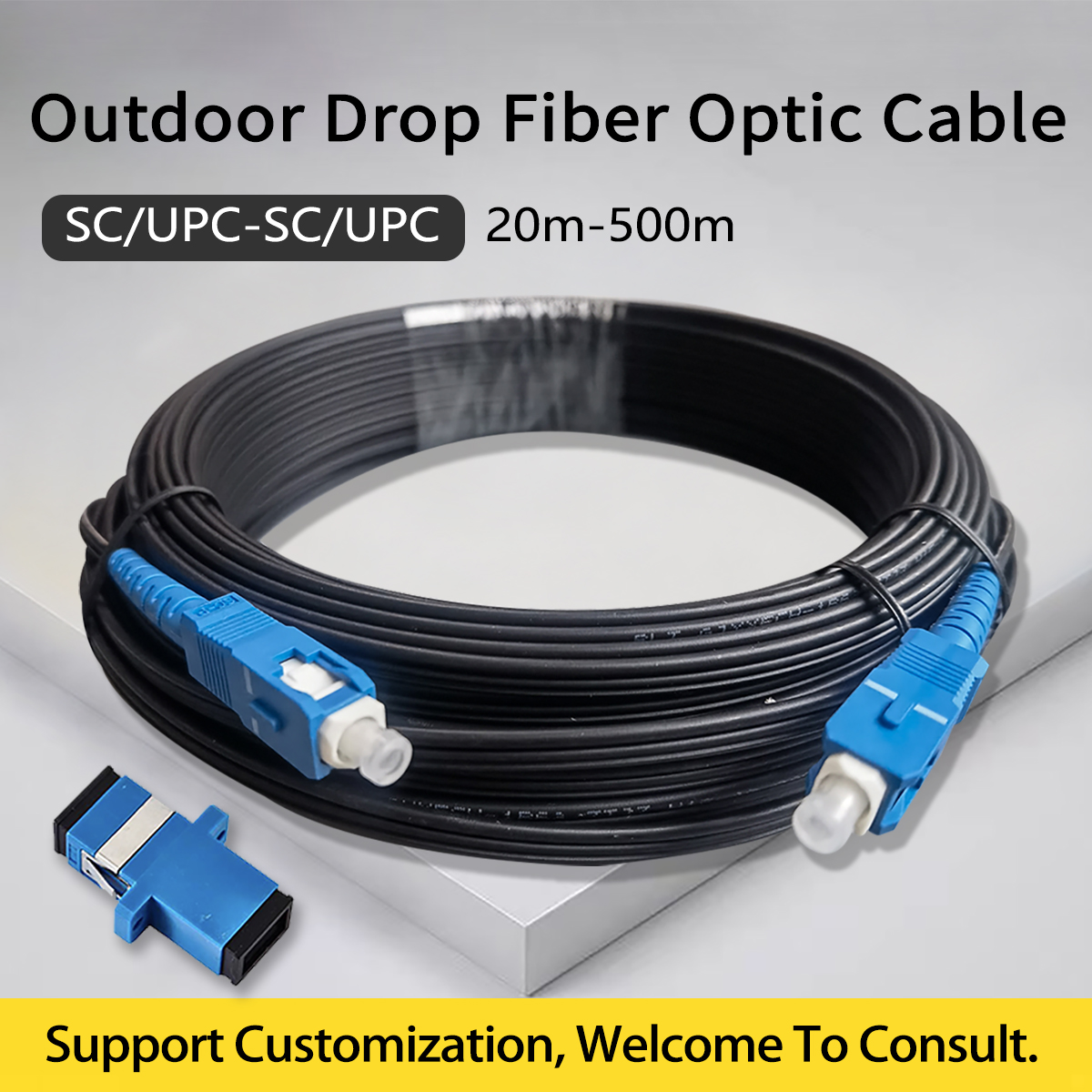 Outdoor Drop Fiber Optic Cable 20M-500M FTTH SC/UPC-SC/UPC Fiber Optic Patch Cord Cable 