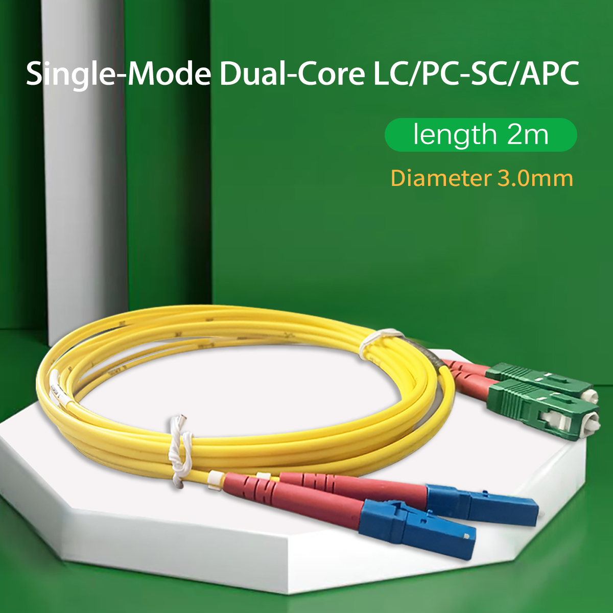Fiber Optic Cable LC/UPC-SC/APC Indoor Diameter 3.0 mm Single-Mode Dual-Core Optical Fiber Jumper 