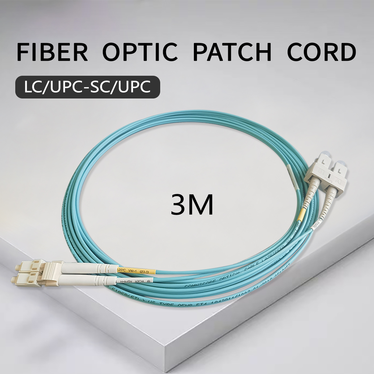 LC/UPC-SC/UPC OM3 LSZH Multi-Mode Double Core FTTH 3M 1.8mm Fiber Optic Extension Cable 