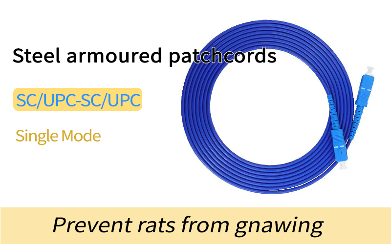 Steel Armoured Fibre Opitca SC/UPC-SC/UPC SM Armoured  Rat-Proof Extension cable