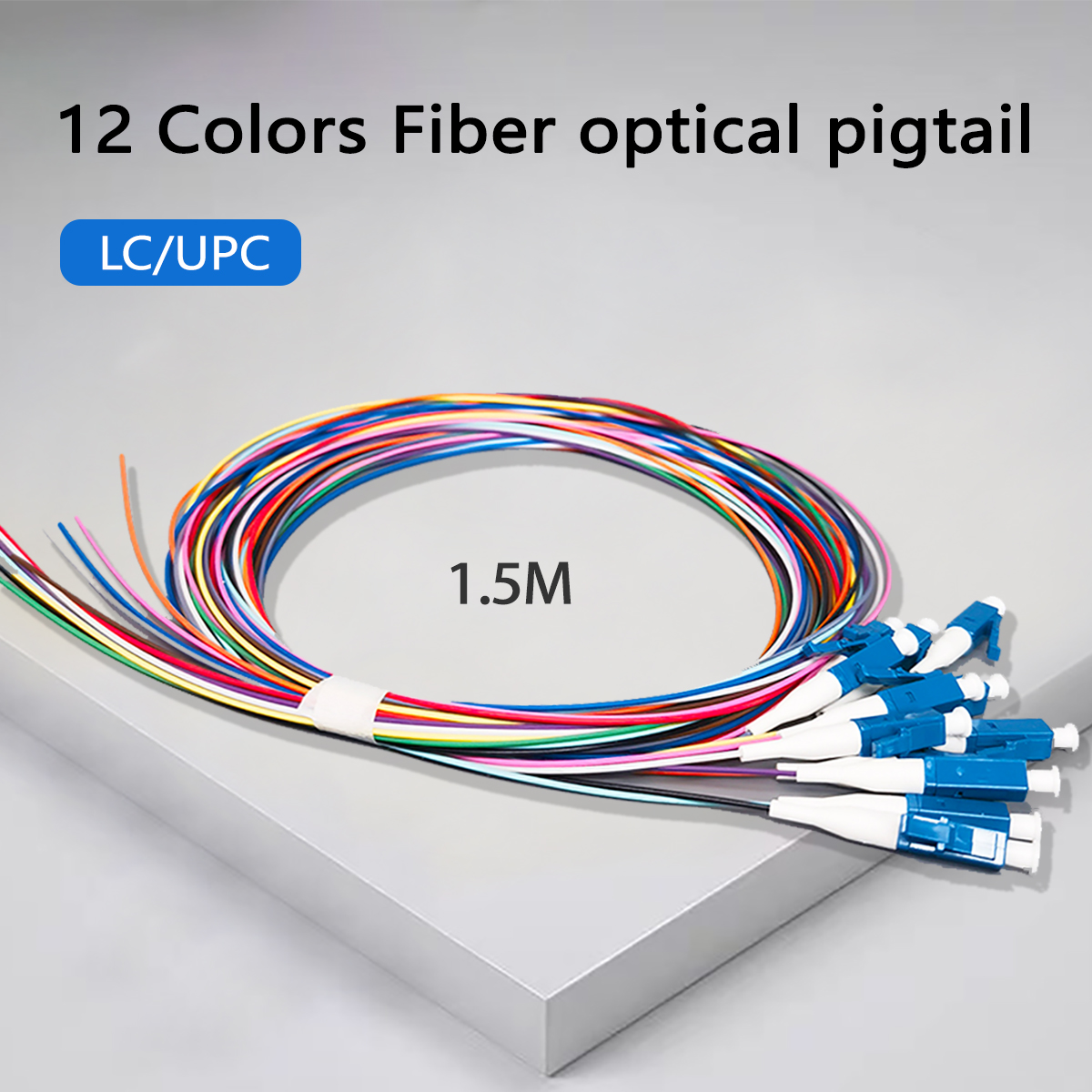 12 Colors LC/UPC Fiber Optical Colorful Pigtail 0.9mm Single Fiber Optic Pigtail Single Mode 1.5M  