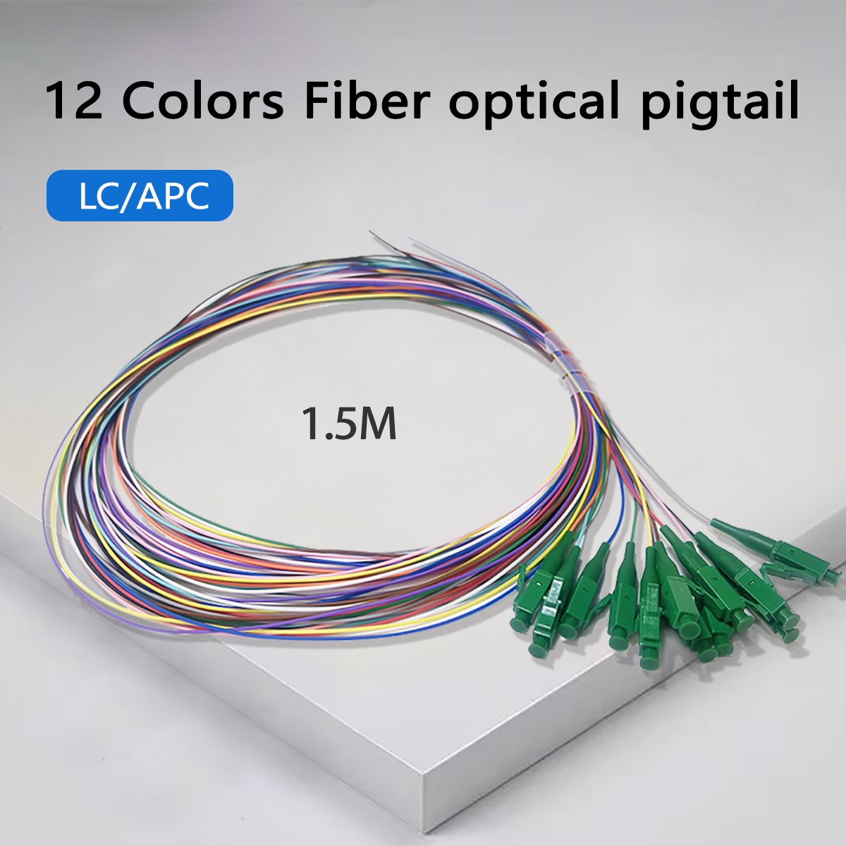 12-Core Bundle Pigtail Fiber Optical Colorful Pigtail FTTH Single Mode Simplex  LC/APC 0.9mm 1.5M