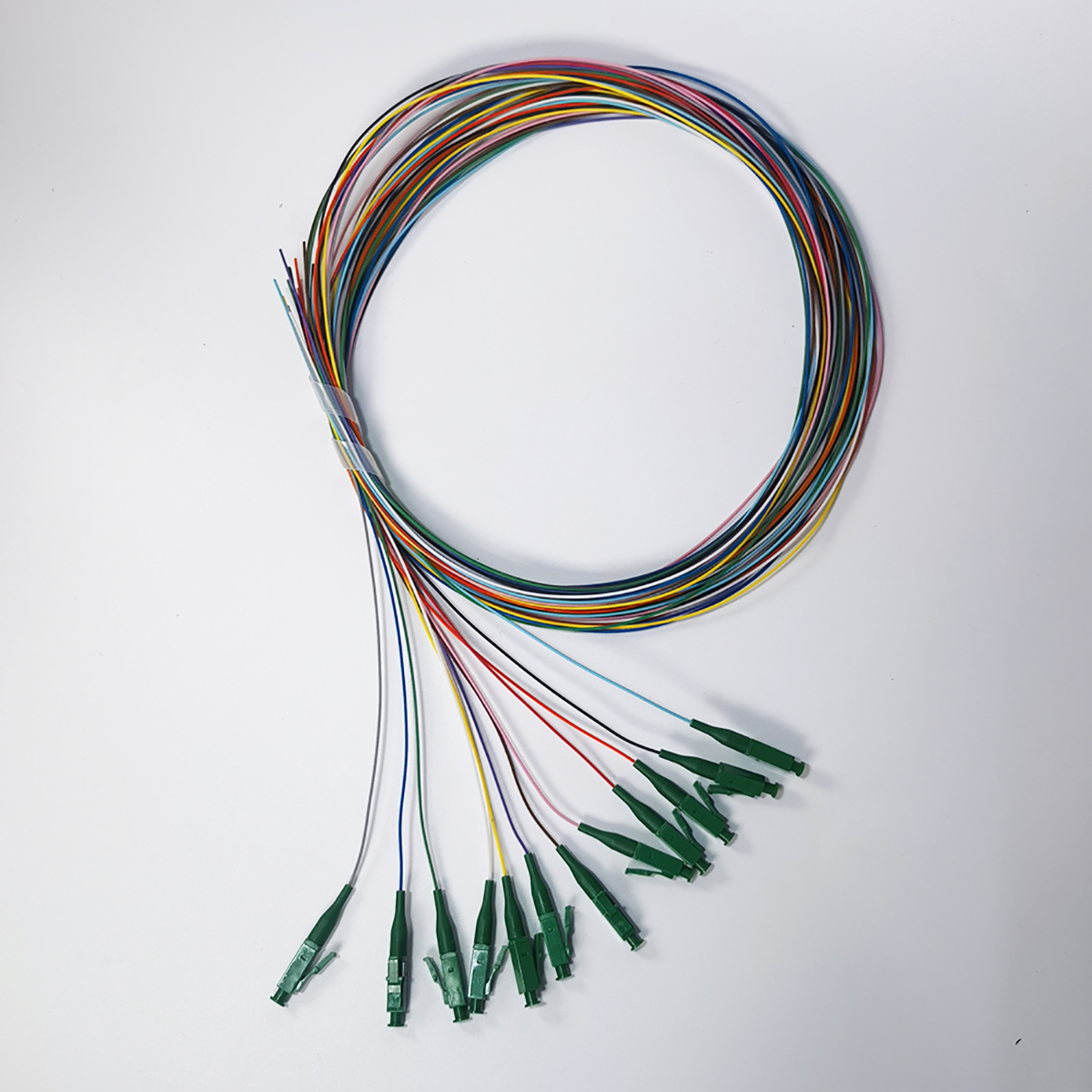 12-Core Bundle Pigtail Fiber Optical Colorful Pigtail FTTH Single Mode Simplex  LC/APC 0.9mm 1.5M