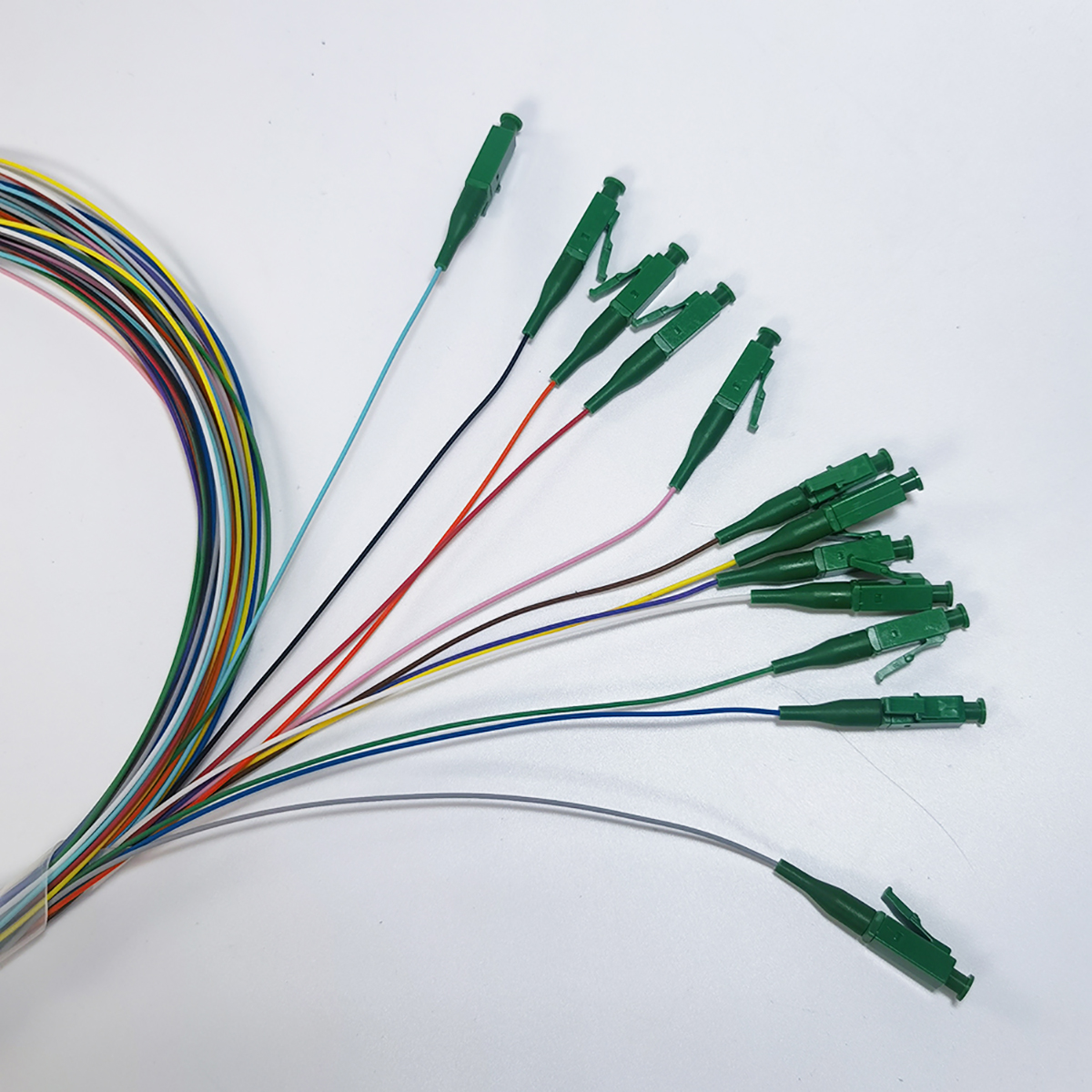 12-Core Bundle Pigtail Fiber Optical Colorful Pigtail FTTH Single Mode Simplex  LC/APC 0.9mm 1.5M