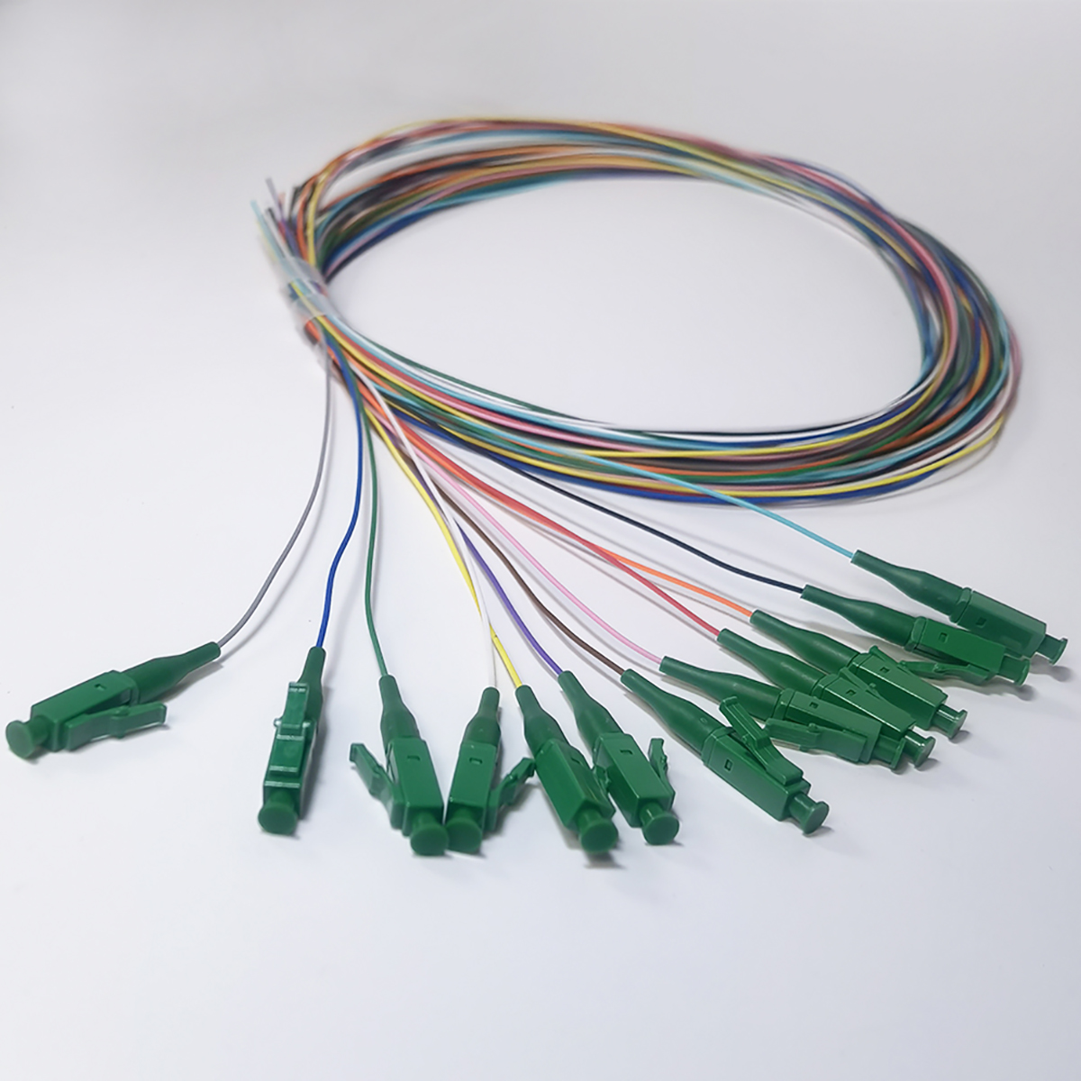 12-Core Bundle Pigtail Fiber Optical Colorful Pigtail FTTH Single Mode Simplex  LC/APC 0.9mm 1.5M