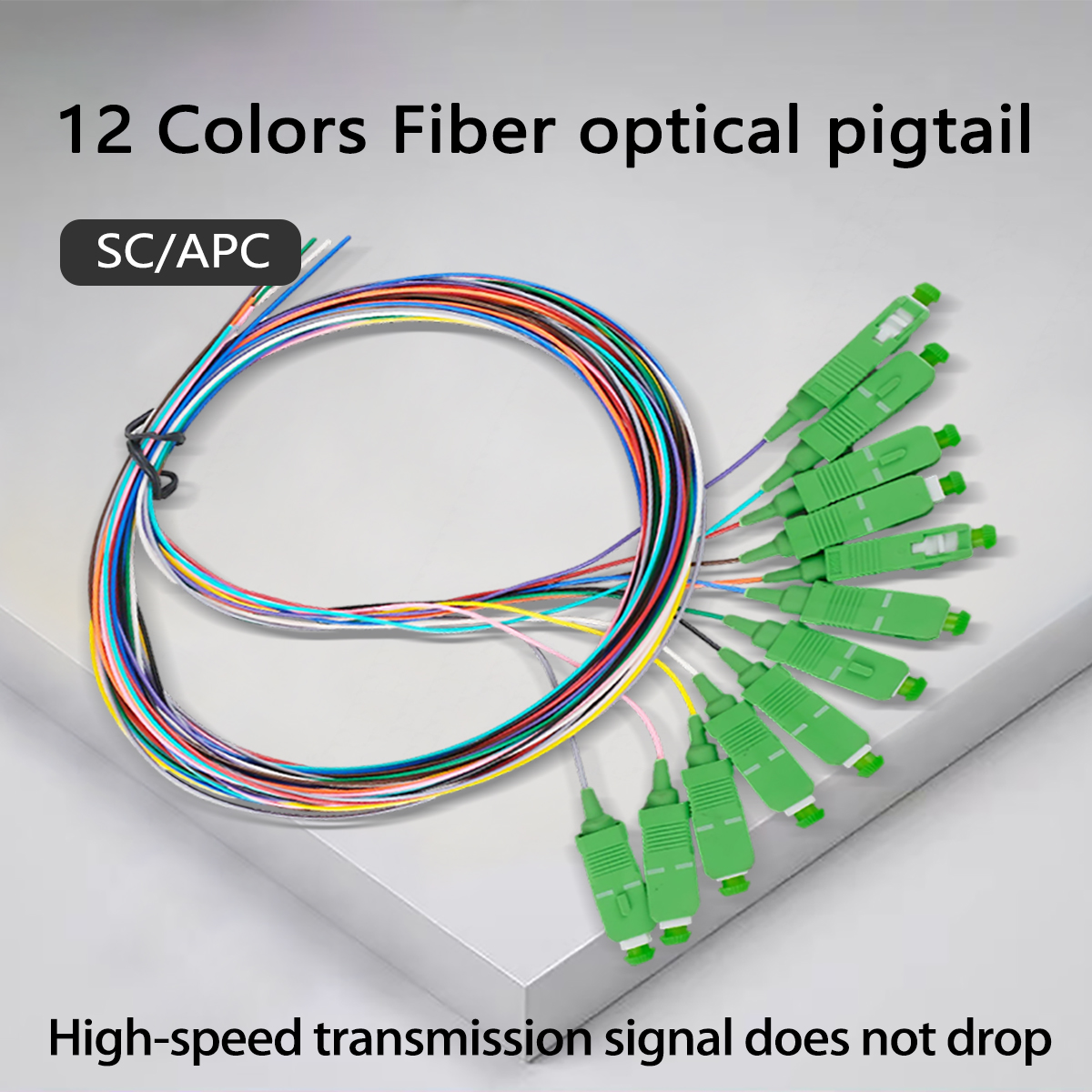 Optical Fiber Pigtail SC/APC 12 Colors Fiber Optic Pigtail 0.9mm Single Mode 1.5M Pigtail