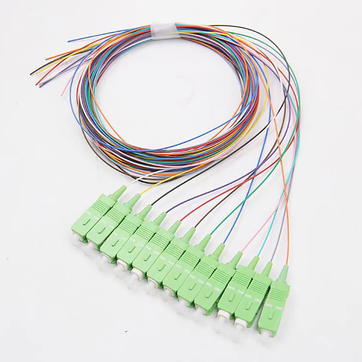 Optical Fiber Pigtail SC/APC 12 Colors Fiber Optic Pigtail 0.9mm Single Mode 1.5M Pigtail