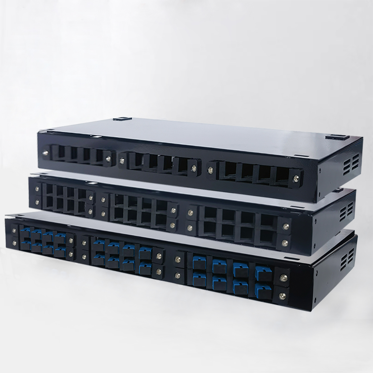 The 12/24/48 Ports FTTH Fiber Optic Terminal Box Full SC LC  Ports Fiber Optical Patch Panel