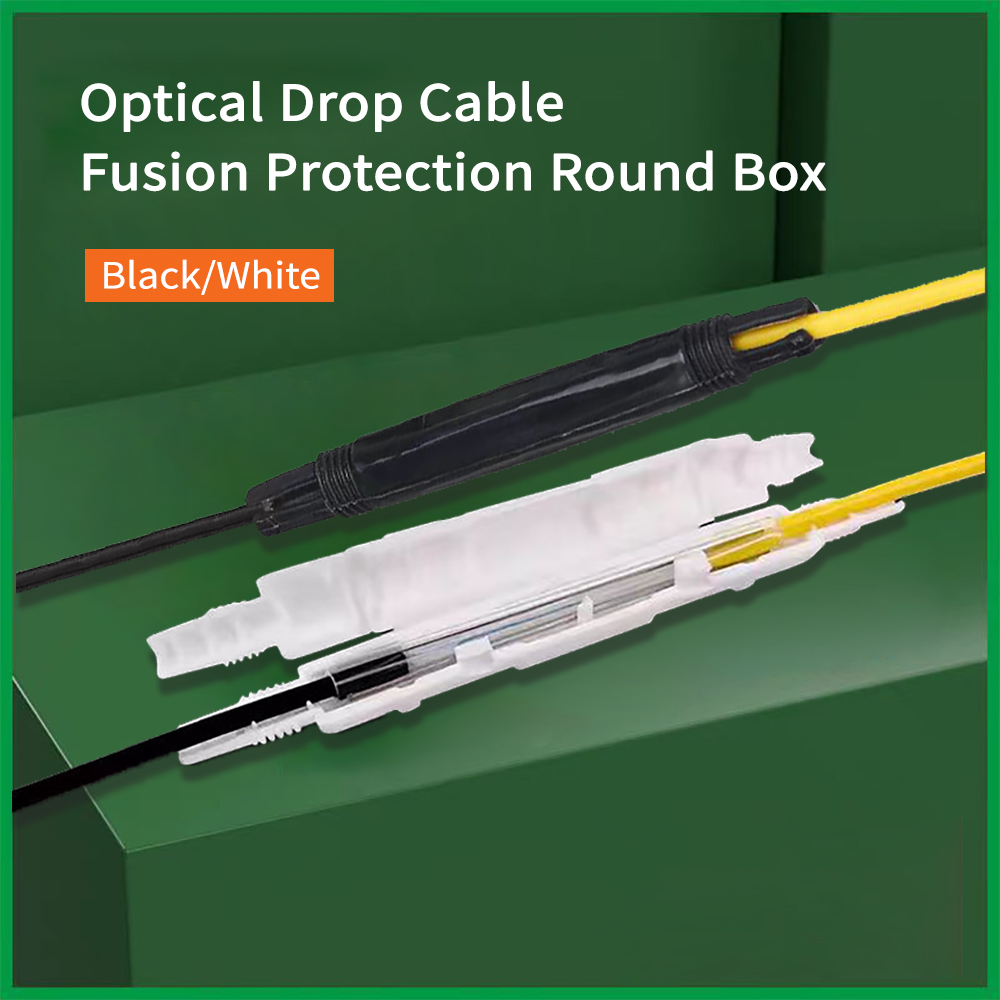 Fiber Optic Fusion Protection Round Box Black/White  for Drop Cable Optic Fiber Fused Rounde