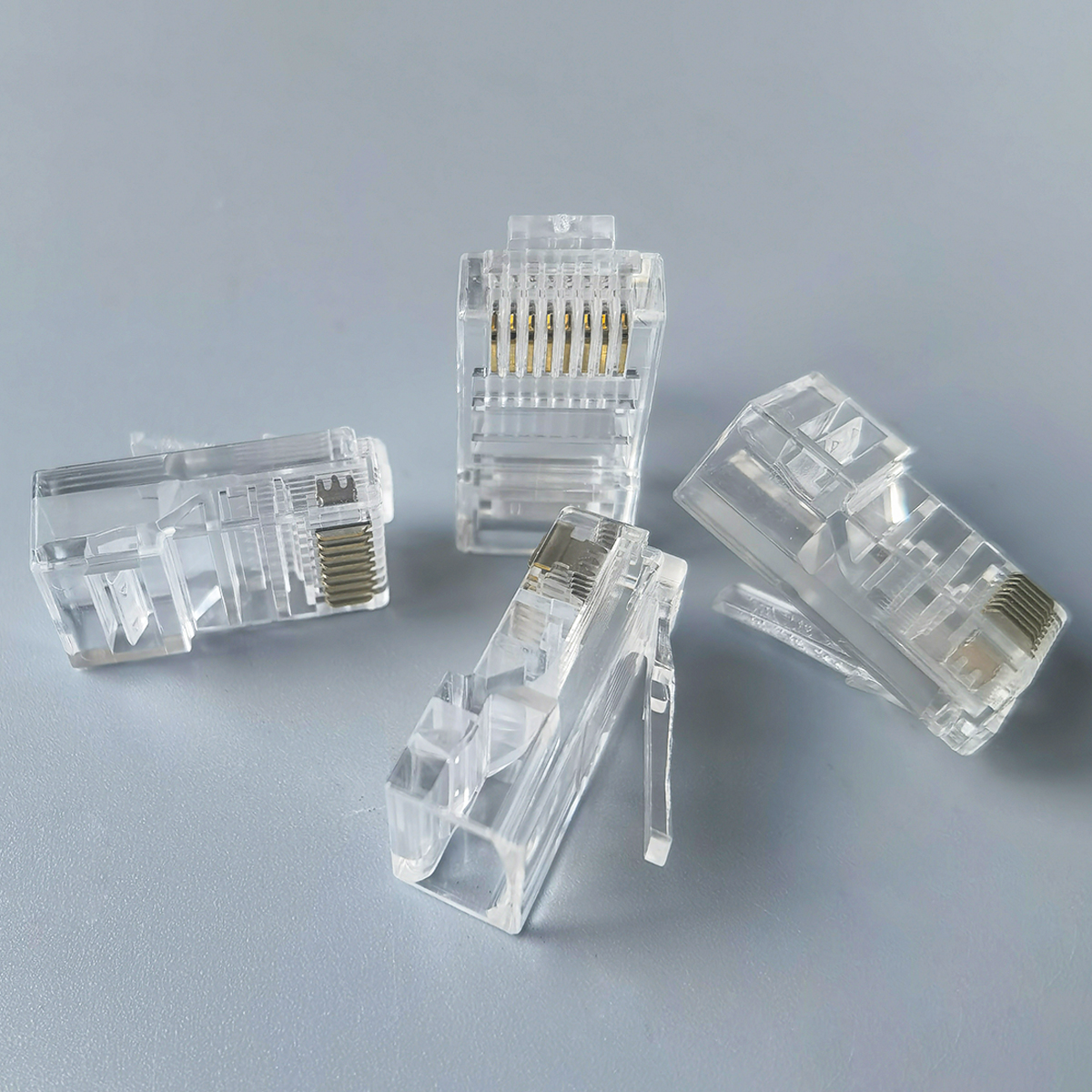  Connectors Crystal End Gold-Plated 8P8C Crimp UTP Standard Ethernet Network Modula  Plug