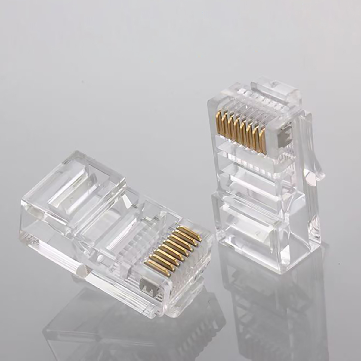  Connectors Crystal End Gold-Plated 8P8C Crimp UTP Standard Ethernet Network Modula  Plug