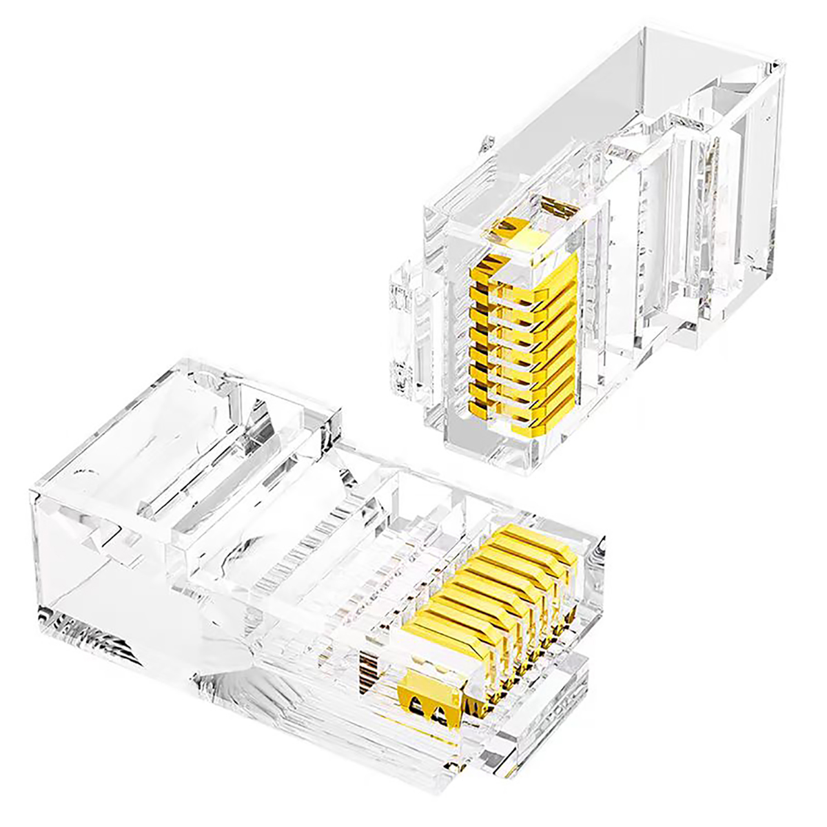  Connectors Crystal End Gold-Plated 8P8C Crimp UTP Standard Ethernet Network Modula  Plug