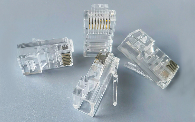  Connectors Crystal End Gold-Plated 8P8C Crimp UTP Standard Ethernet Network Modula  Plug