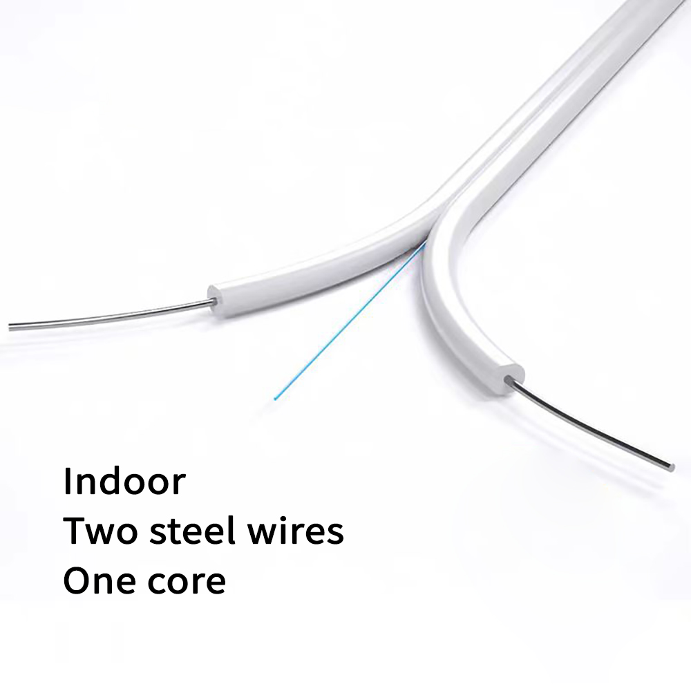 Indoor 1 Simplex Fibra Drop Optic Drop Cable 1000M With Steel Wires One Core Two Steel Wires