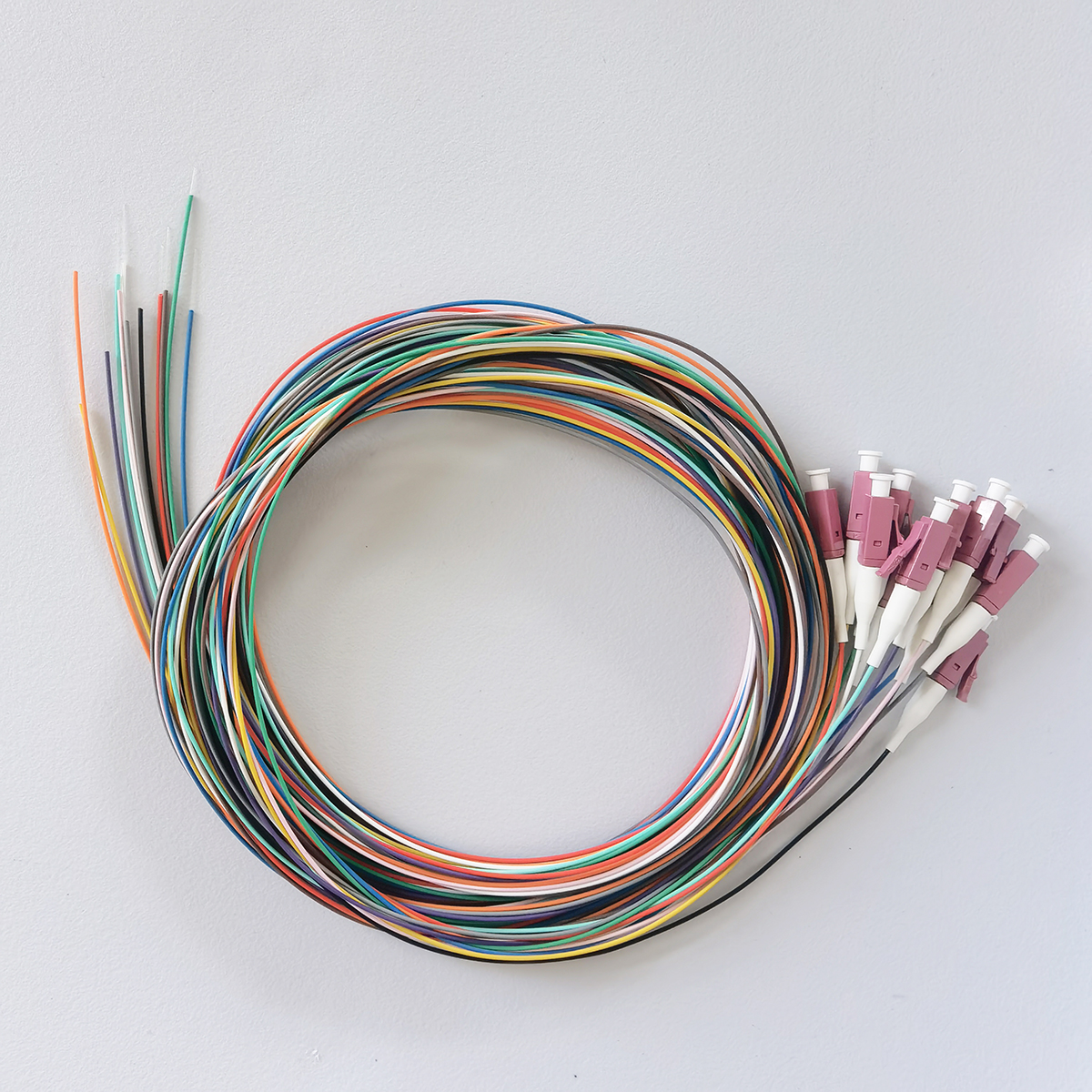12 Colors OM4 Fiber Connector Pigtail Cable 2M 0.9mm LC/UPC Multi-Mode Indoor FTTH Cable