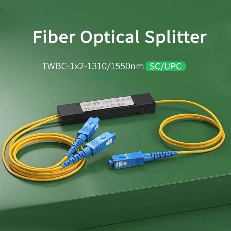 1x2-1310/1550nm Fiber Splitter 3.0mm L1.0M SC/UPC PLC Single mode Fiber Optic Splitter Support