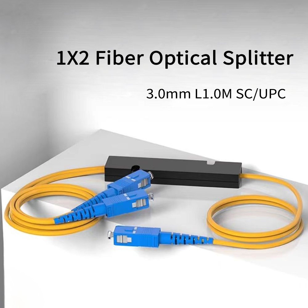 1x2-1310/1550nm Fiber Splitter 3.0mm L1.0M SC/UPC PLC Single mode Fiber Optic Splitter Support